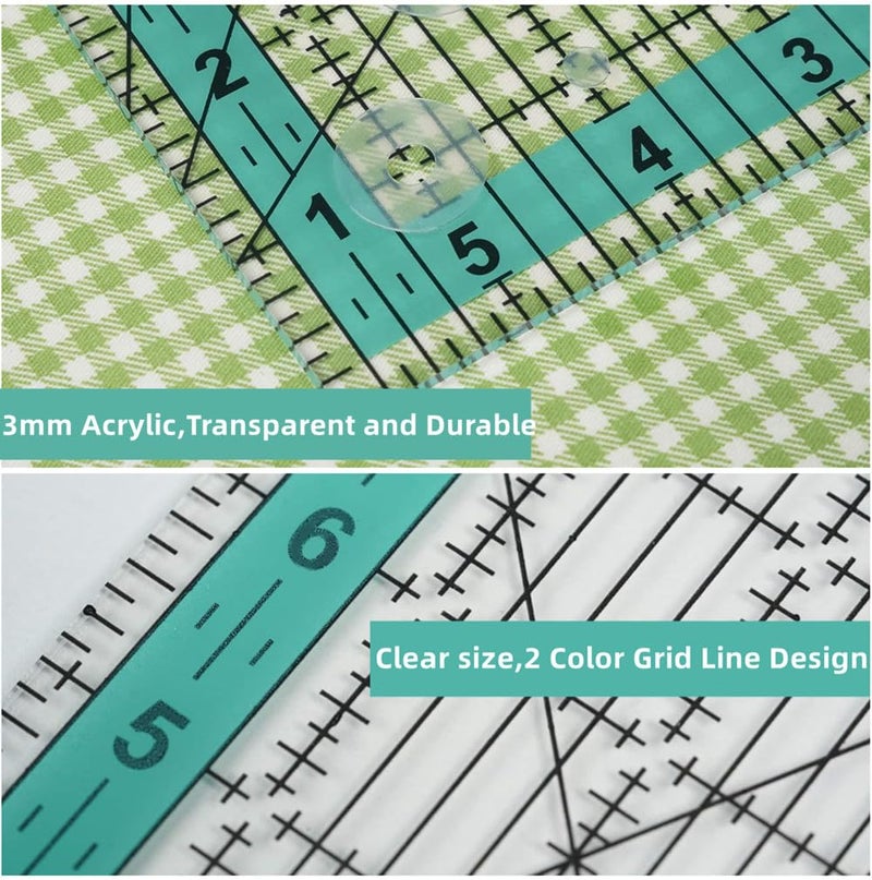 ZICALSO Quilting Rulers,7 Sewing Rulers Quilting Templates(6"x24",2"x24",3"x18",3"x8",1.5"x12",1"x12",1"x6"),Quilting Supplies Acrylic Rulers Fabric Cutting Ruler with Non-Slip Rings for Quilting and Sewing - Image 5